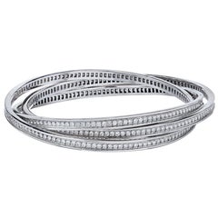 Cartier White Gold Diamond Trinity Full Circle Bangle Bracelet 6.45 Carat