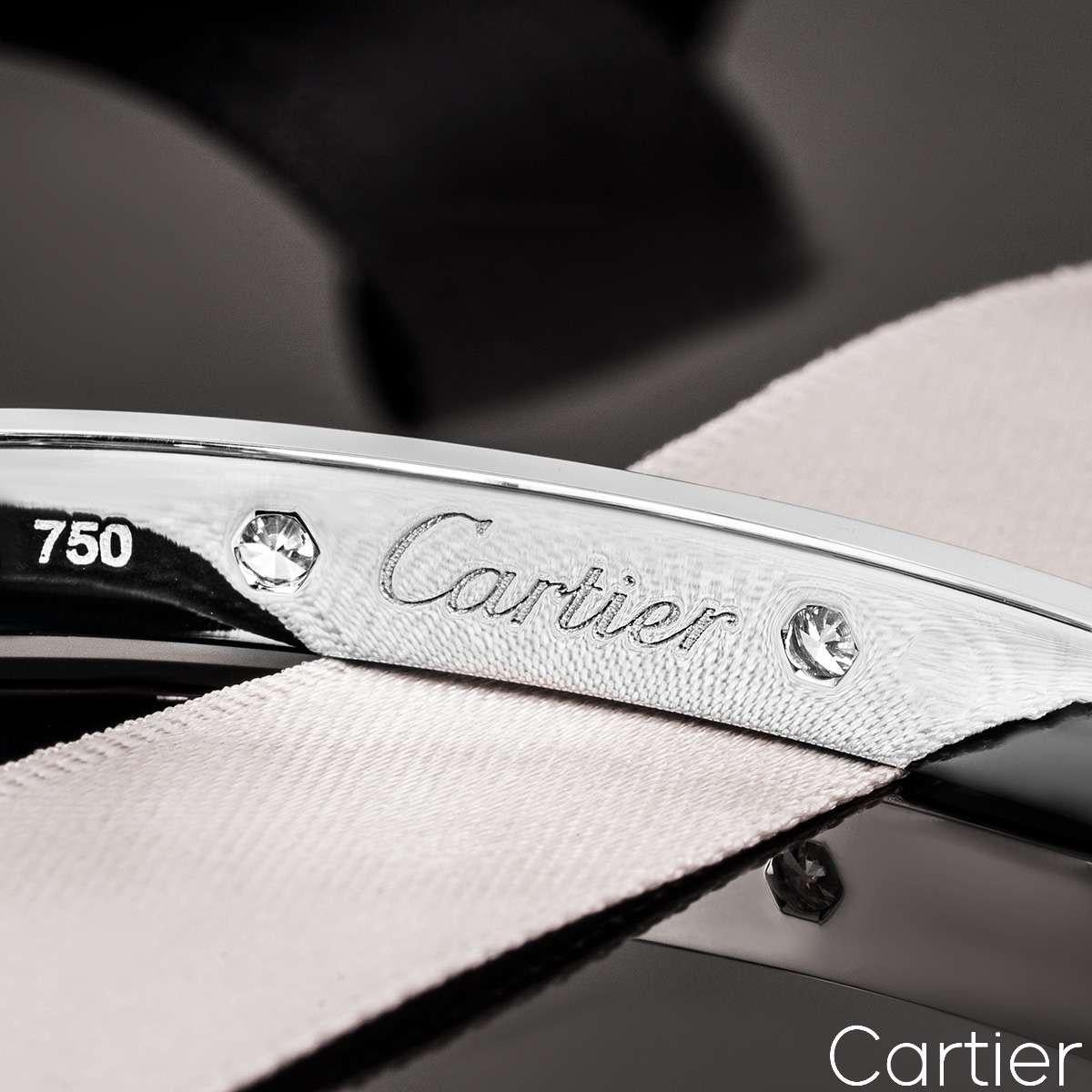 Cartier White Gold Full Diamond Love Bracelet Size 17 B6040717 In Excellent Condition For Sale In London, GB
