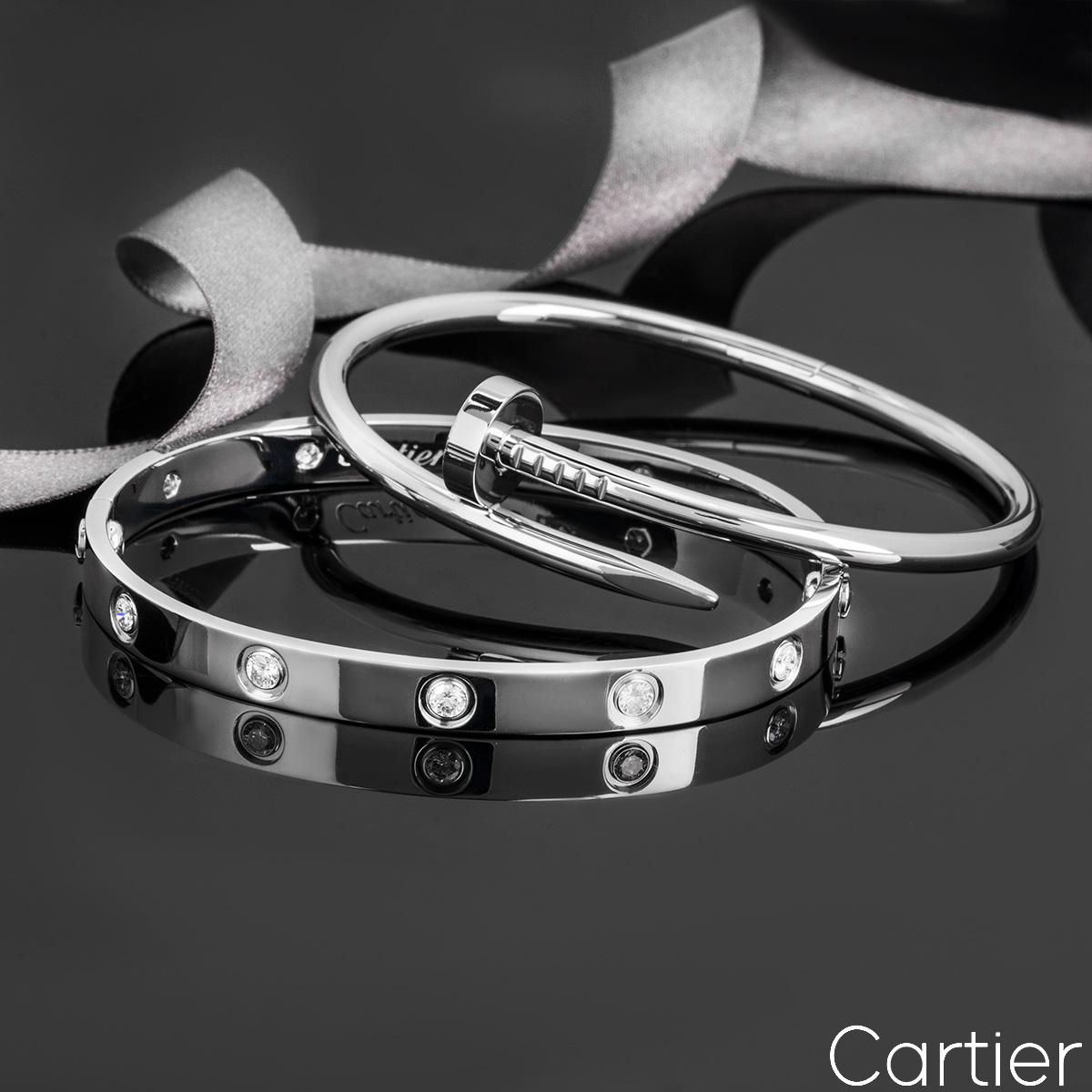 Cartier White Gold Full Diamond Love Bracelet Size 18 B6040718 In Excellent Condition For Sale In London, GB