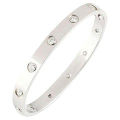 Cartier White Gold Full Diamond Love Bracelet Size 18 B6040718