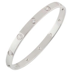 Cartier White Gold Full Diamond Love Bracelet Size 19 B6040719