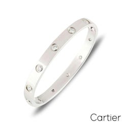 Cartier Weißgold Love-Armband mit Volldiamant, Größe 19 B6040719