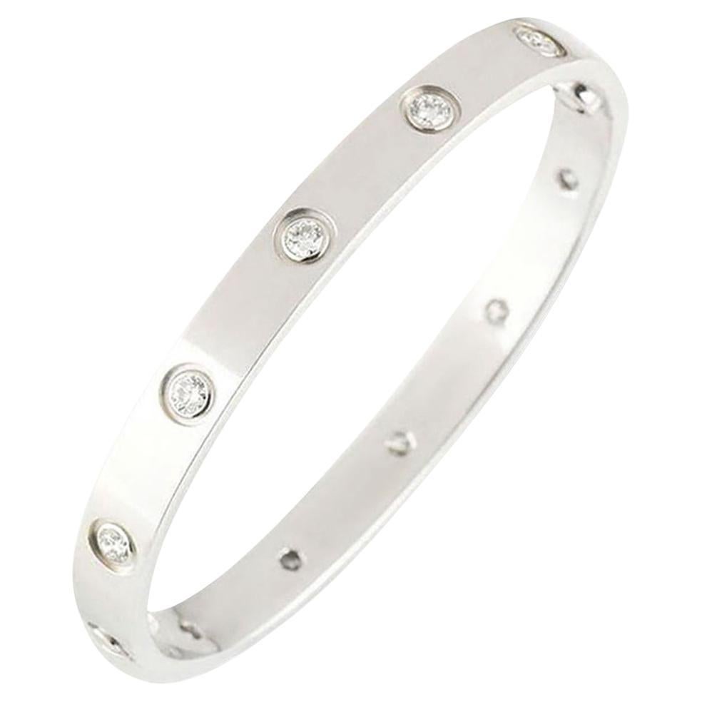 Cartier White Gold Full Diamond Love Bracelet Size 20 B6040720