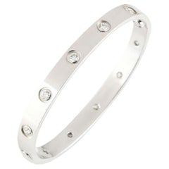 Used Cartier White Gold Full Diamond Love Bracelet Size 20 B6040720
