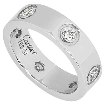 Cartier White Gold Full Diamond Love Ring Size 51 B4026000 For Sale