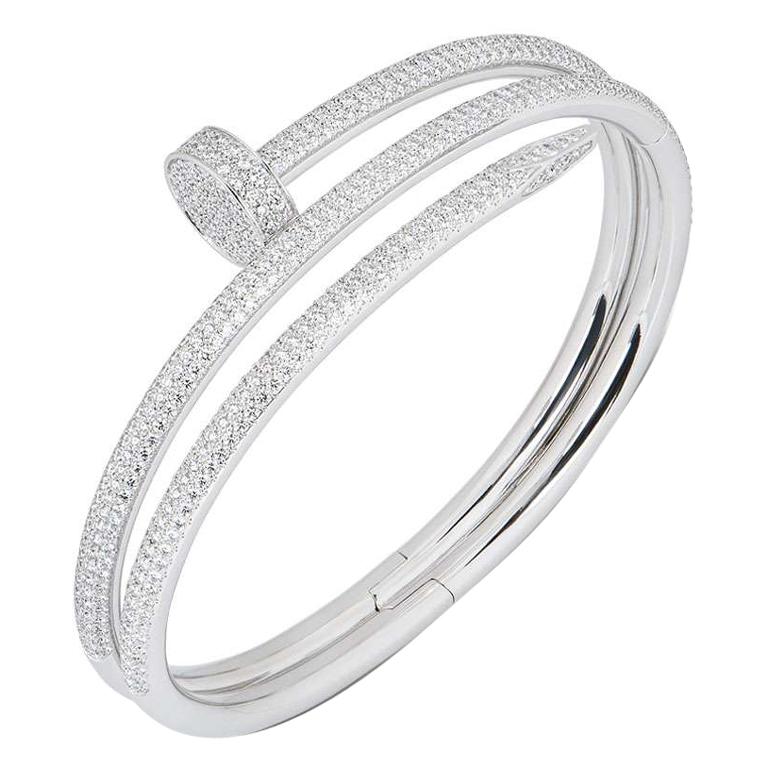 Bracelet Juste Un Clou en or blanc Cartier avec diamants pavés sur 1stDibs  | bracelet clou cartier diamant, clou diamant cartier, bracelet cartier clou  diamant