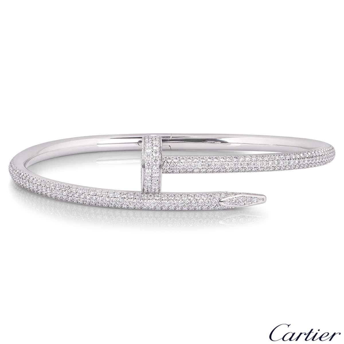 Cartier White Gold Full Pave Diamond Juste Un Clou Bracelet N6707317 at ...