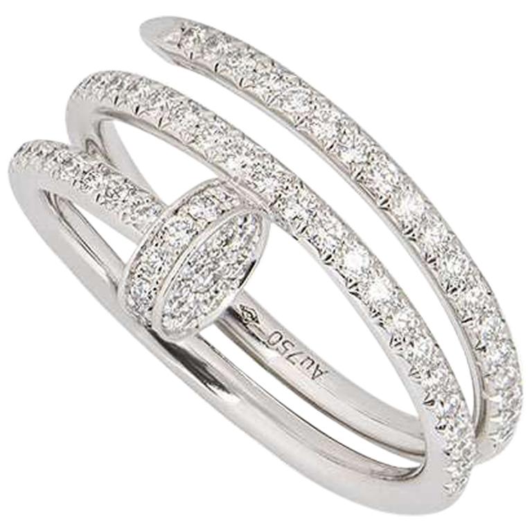 sjaal Verrassend genoeg Horizontaal Cartier White Gold Full Pave Diamond Juste Un Clou Ring B4211100 For Sale  at 1stDibs | diamond nail ring, cartier nail ring diamonds, juste un clou  ring white gold diamonds