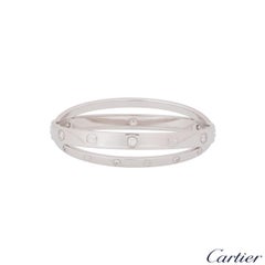 Cartier White Gold Half Diamond Double Love Bangle Bracelet