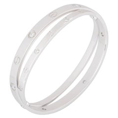 Cartier White Gold Half Diamond Double Love Bangle Bracelet