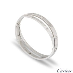 Cartier White Gold Half Diamond Double Love Bracelet N6709517