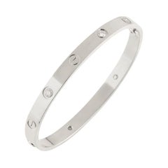 Cartier White Gold Half Diamond Love Bracelet Size 16 B6035816