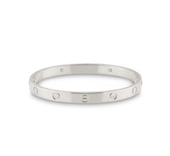 Cartier White Gold Half Diamond Love Bracelet Size 17 B6035817