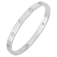 Cartier White Gold Half Diamond Love Bracelet Size 18 B6035818