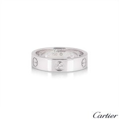 Cartier White Gold Half Diamond Love Ring Men's