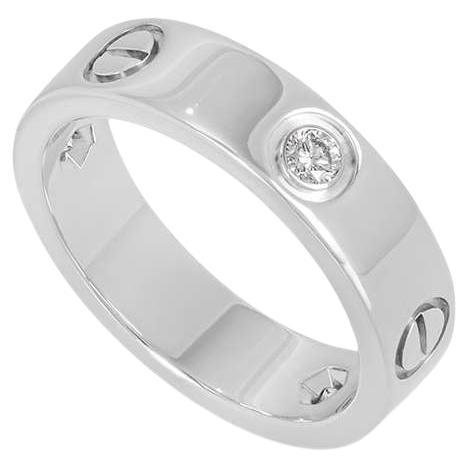 Cartier White Gold Half Diamond Love Ring Size 52 B4032500 For Sale