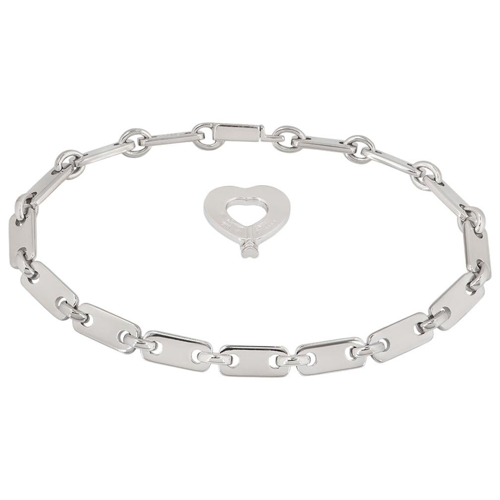 Cartier White Gold Heart Key Link Bracelet
