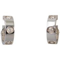 Cartier White Gold Hoop Earrings with Diamonds