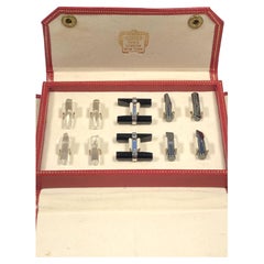 Set de boutons de manchette interchangeables en or blanc Onyx Hématite Cristal de roche de Cartier