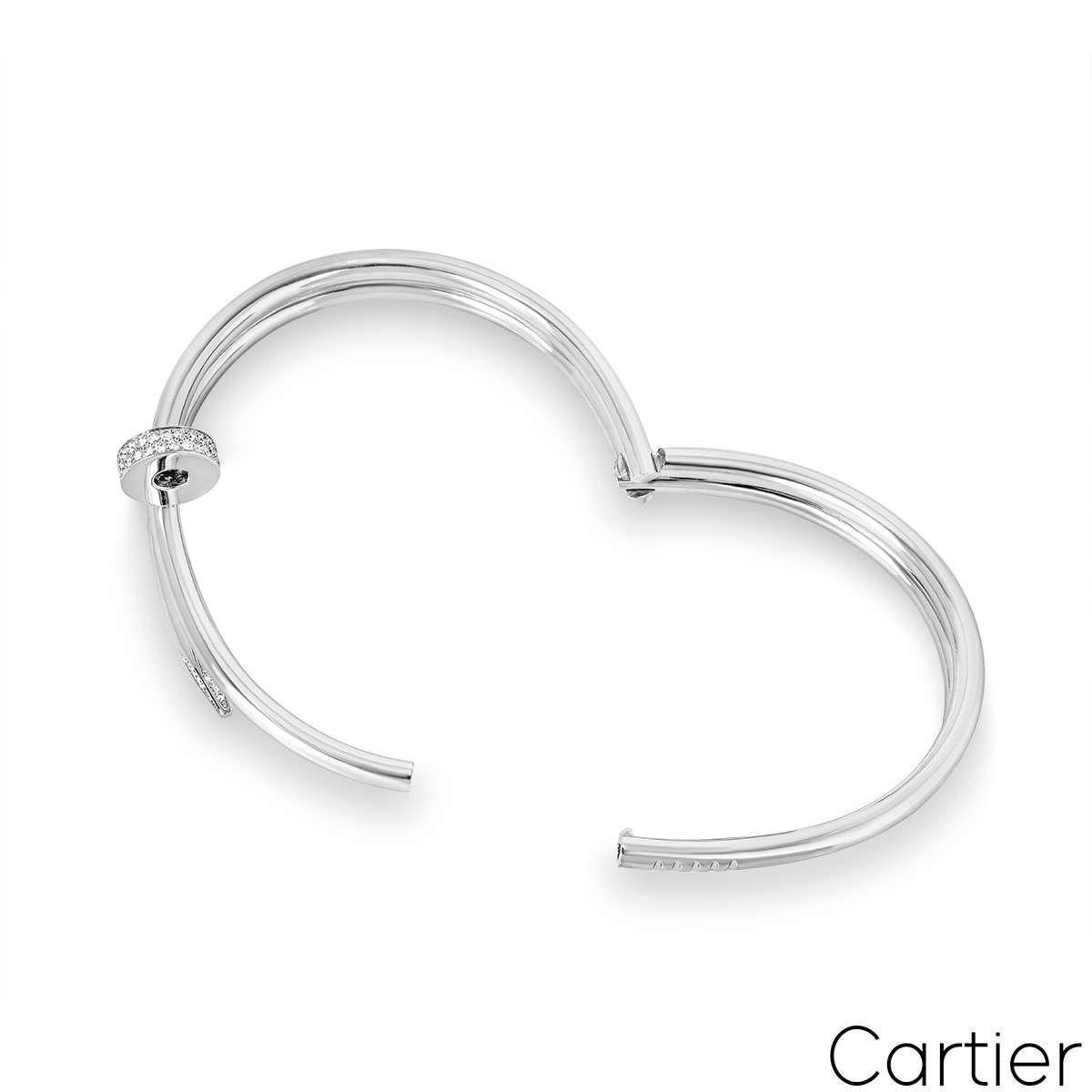 Round Cut Cartier White Gold Juste Un Clou Diamond Bracelet Size 18 N6708518