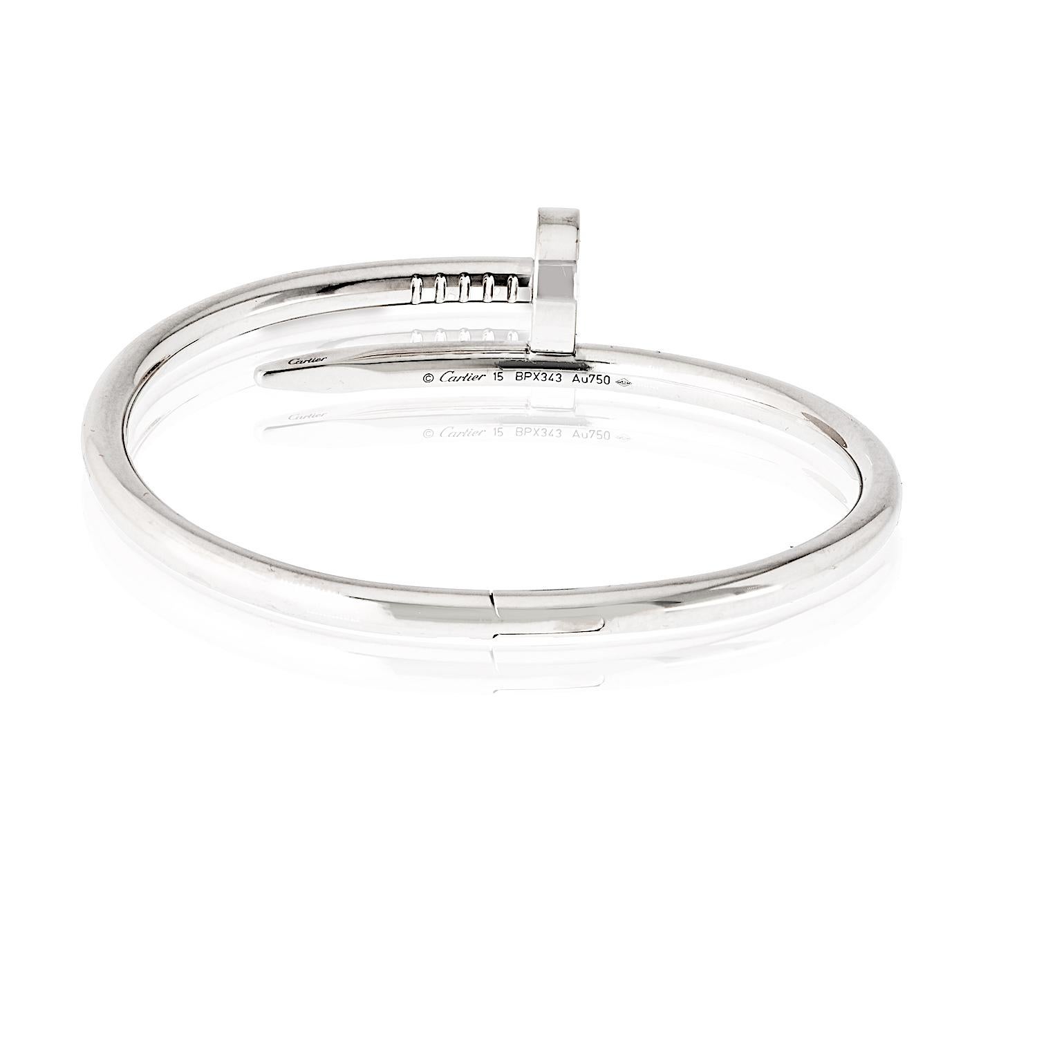 Moderne Cartier, bracelet Juste Un Clou en or blanc, taille 15 en vente