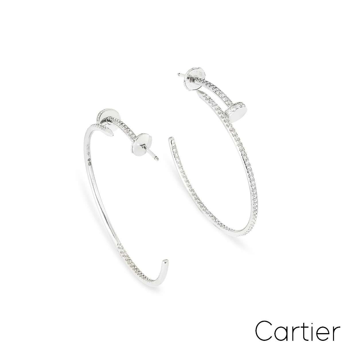 Brilliant Cut Cartier White Gold Large Juste Un Clou Diamond Earrings 1.26ct N8515008 For Sale