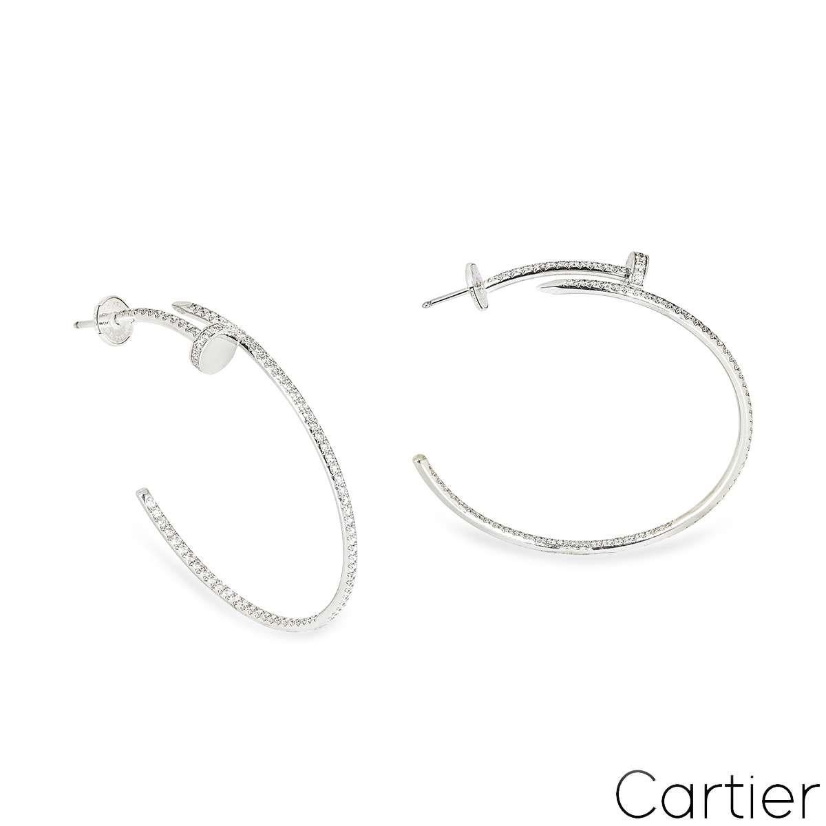 Cartier White Gold Large Juste Un Clou Diamond Earrings 1.26ct N8515008 In Excellent Condition For Sale In Mayfair, London, London