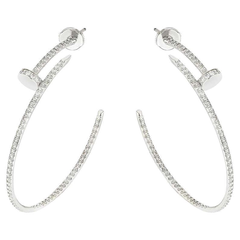 Cartier White Gold Large Juste Un Clou Diamond Earrings 1.26ct N8515008 For Sale