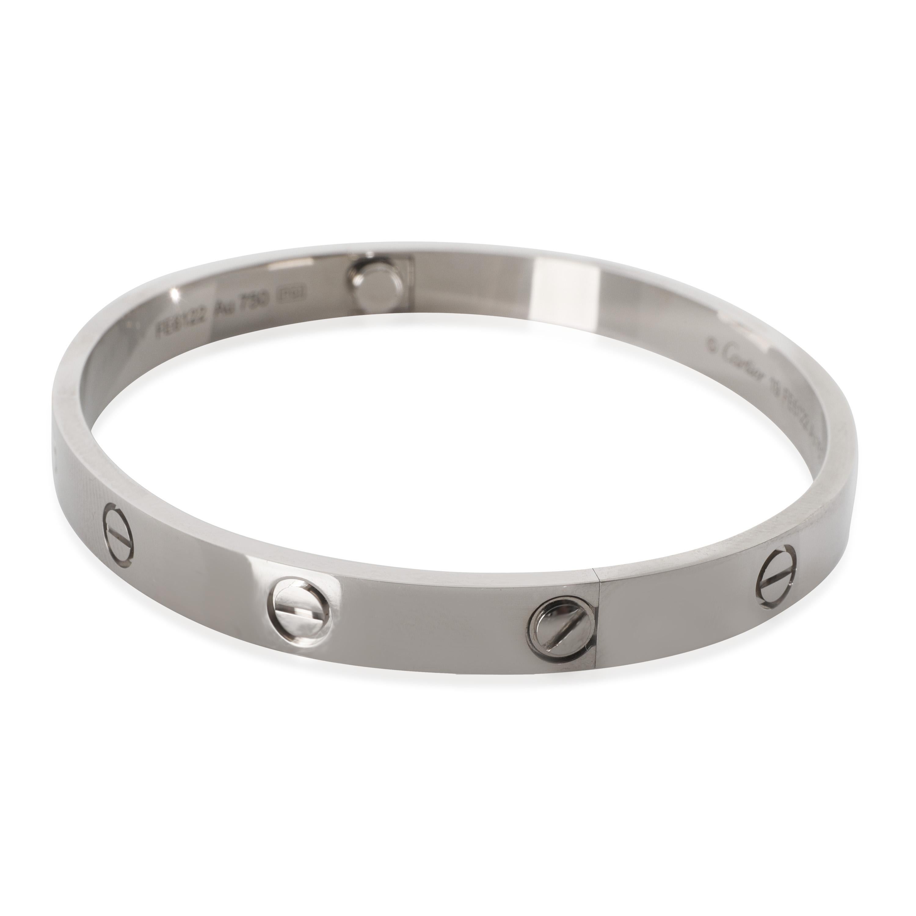 Cartier Oro Blanco  Pulsera del amor en Excelente estado para la venta en New York, NY