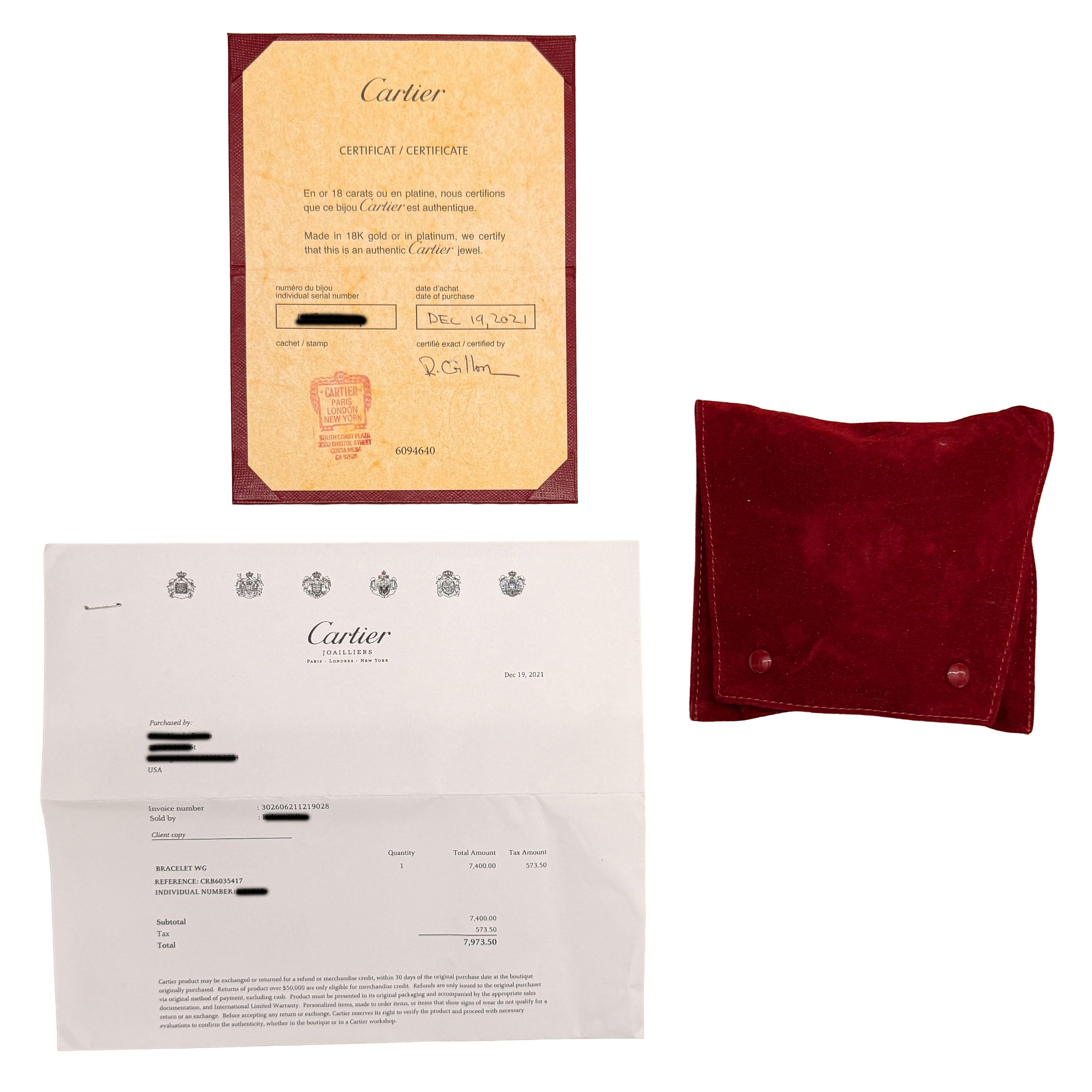 Cartier Oro Blanco Pulsera Amor en venta 1