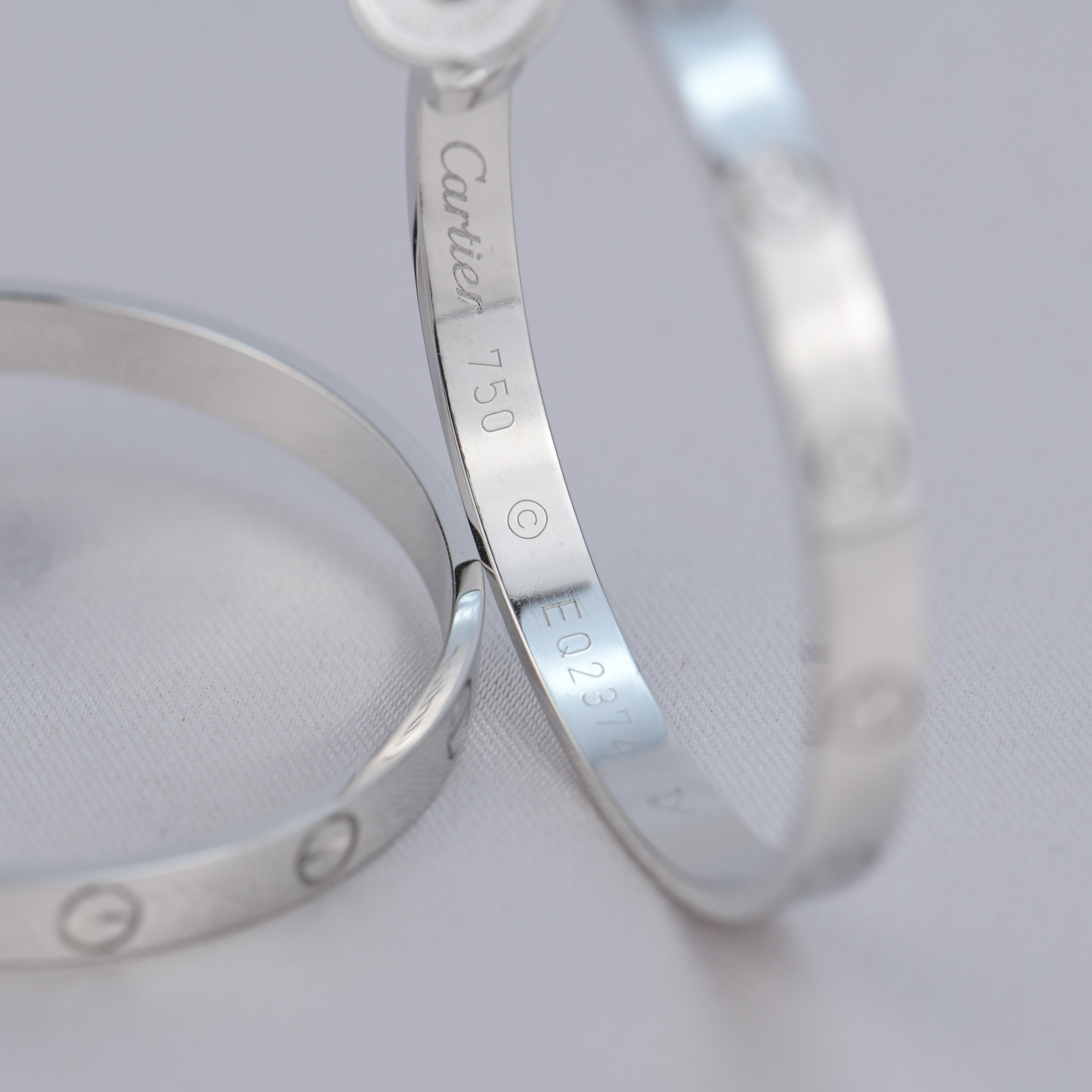 Cartier White Gold Love Hoop Earrings In Excellent Condition In Banbury, GB
