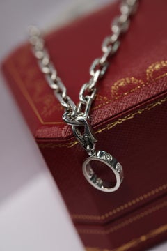 Cartier White Gold Love Mini Diamond Ring Charm Chain Bracelet