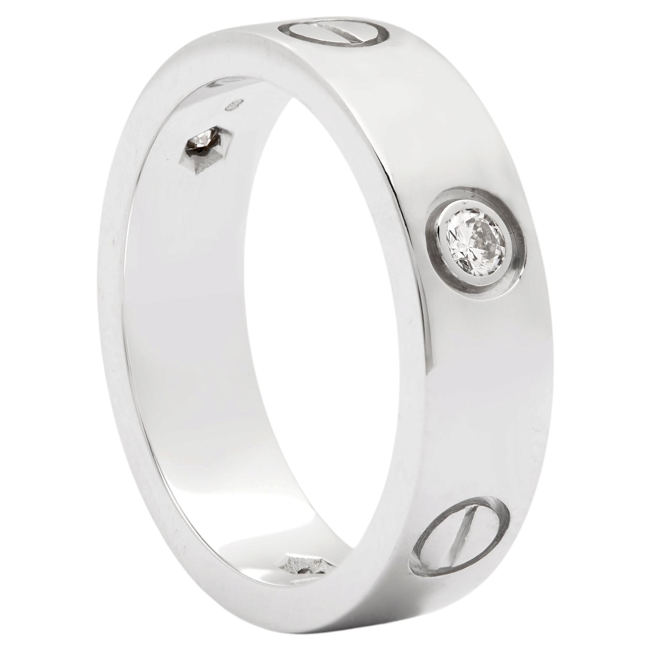 Cartier white gold Love ring 3 diamond size 56
