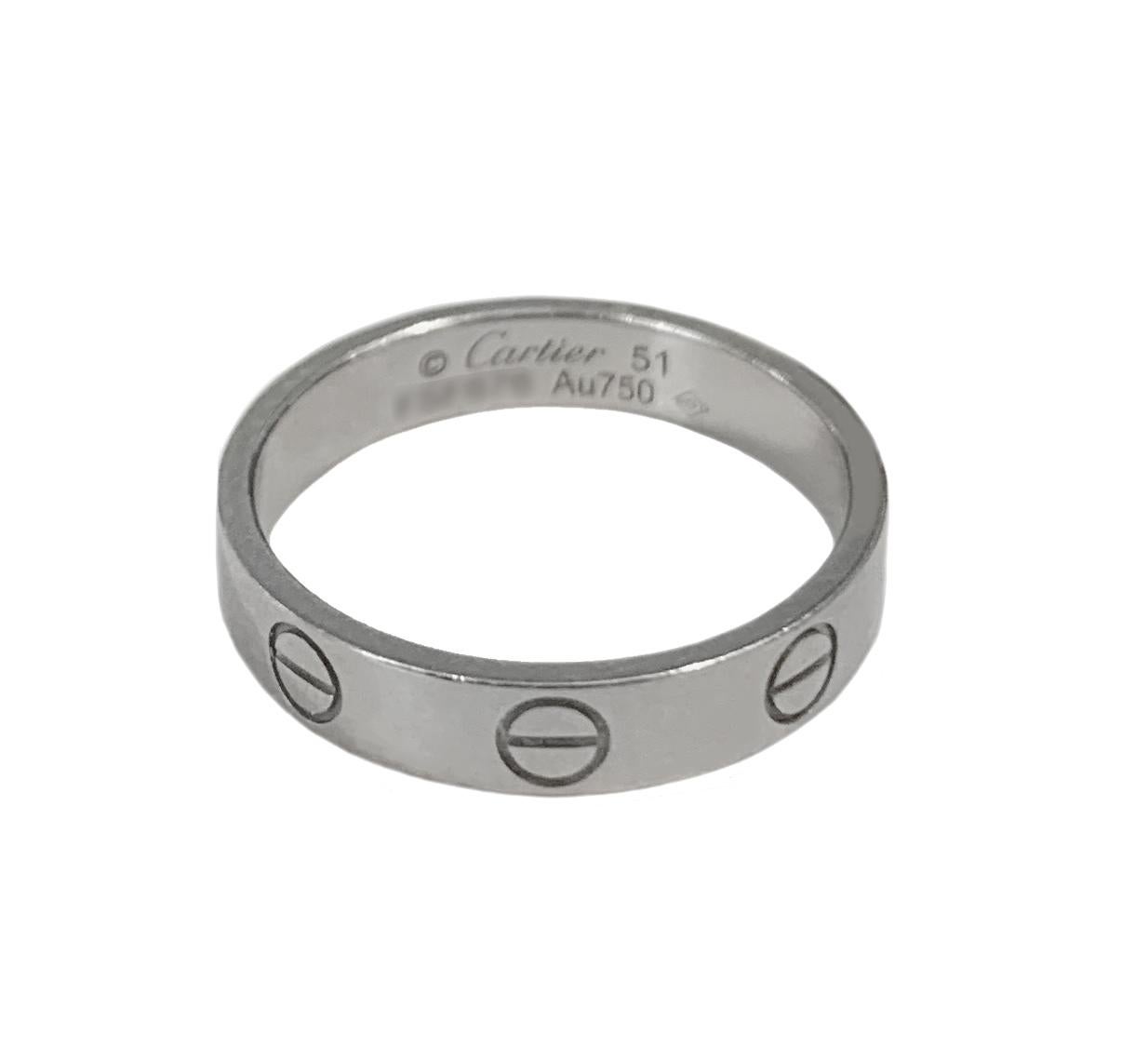 Cartier White Gold Love Ring Band For Sale 1