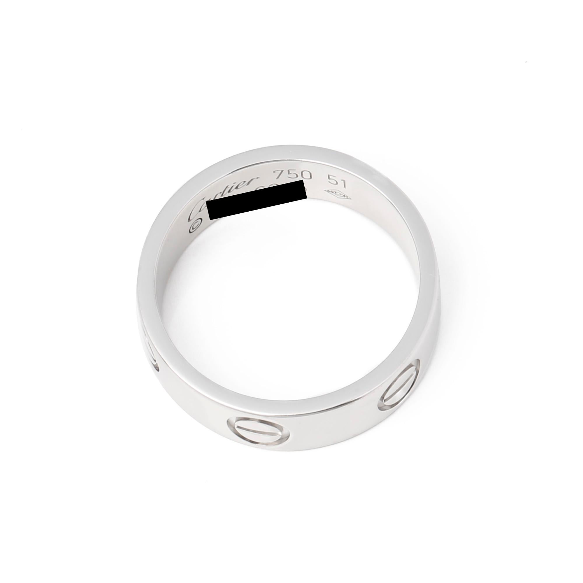 Contemporain Cartier Bague jonc d'amour en or blanc 18 carats en vente