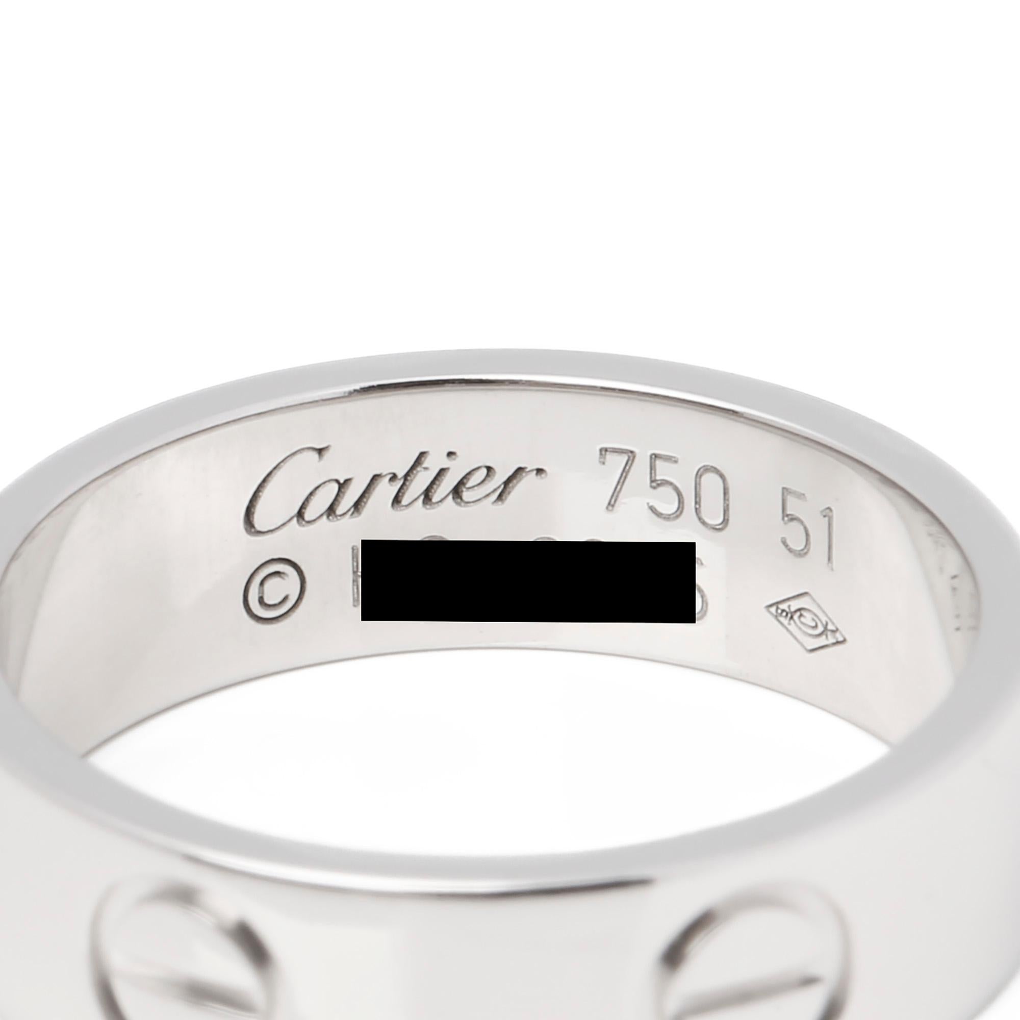 Cartier Bague jonc d'amour en or blanc 18 carats Bon état - En vente à Bishop's Stortford, Hertfordshire