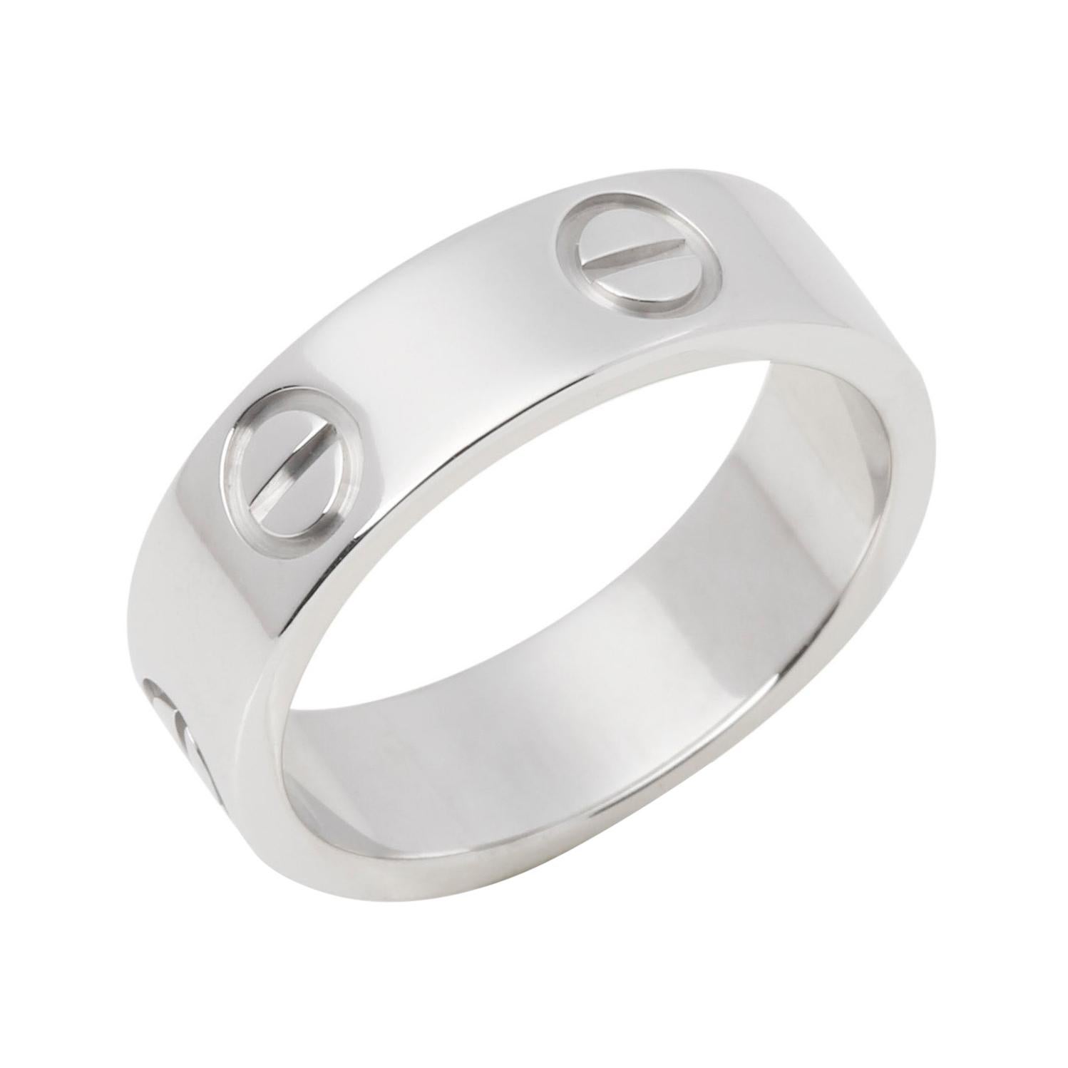 Cartier 18ct White Gold Love Band Ring For Sale