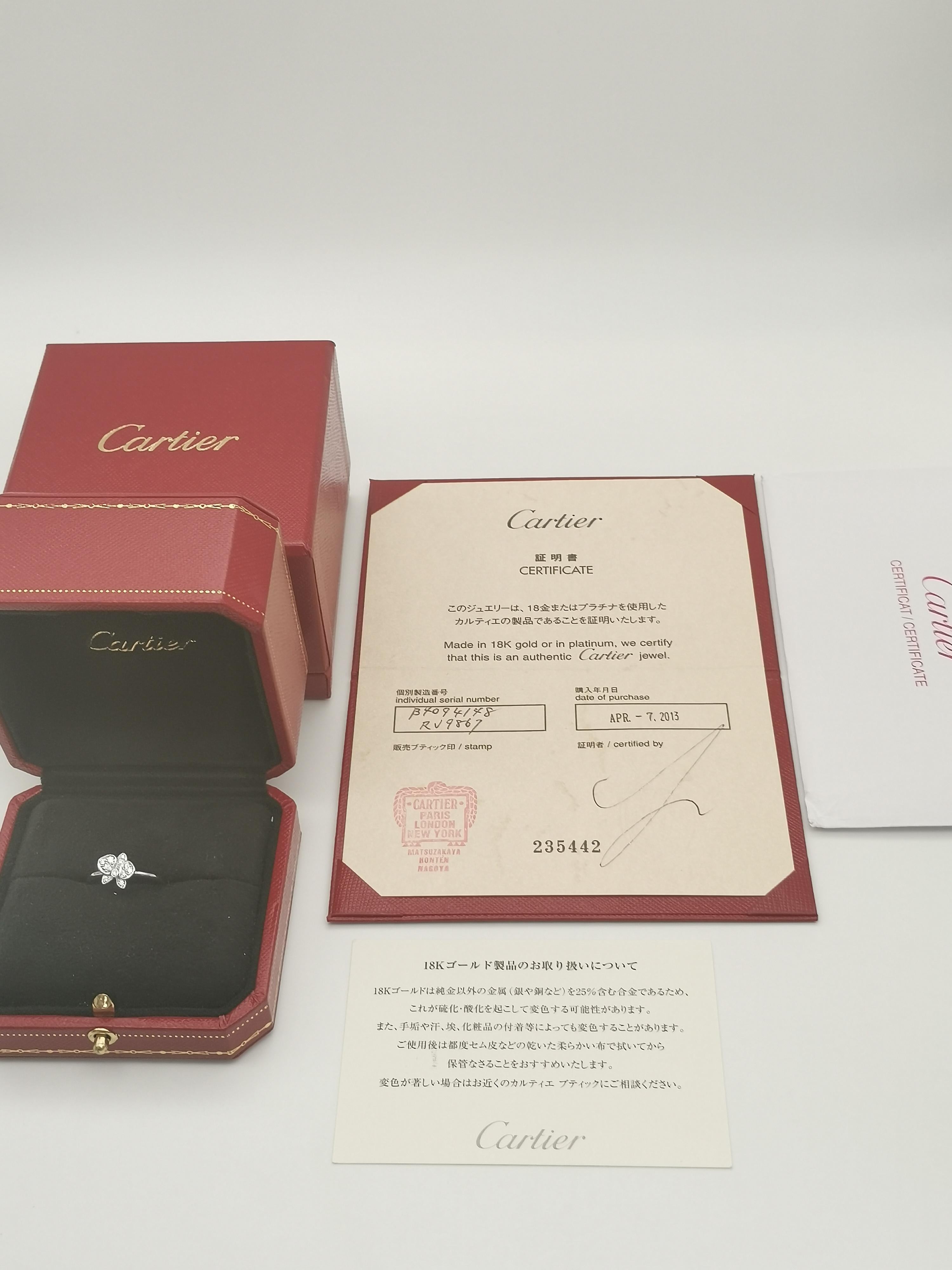 Women's or Men's Cartier White Gold Mini Caresse D’Orchidées Band Ring