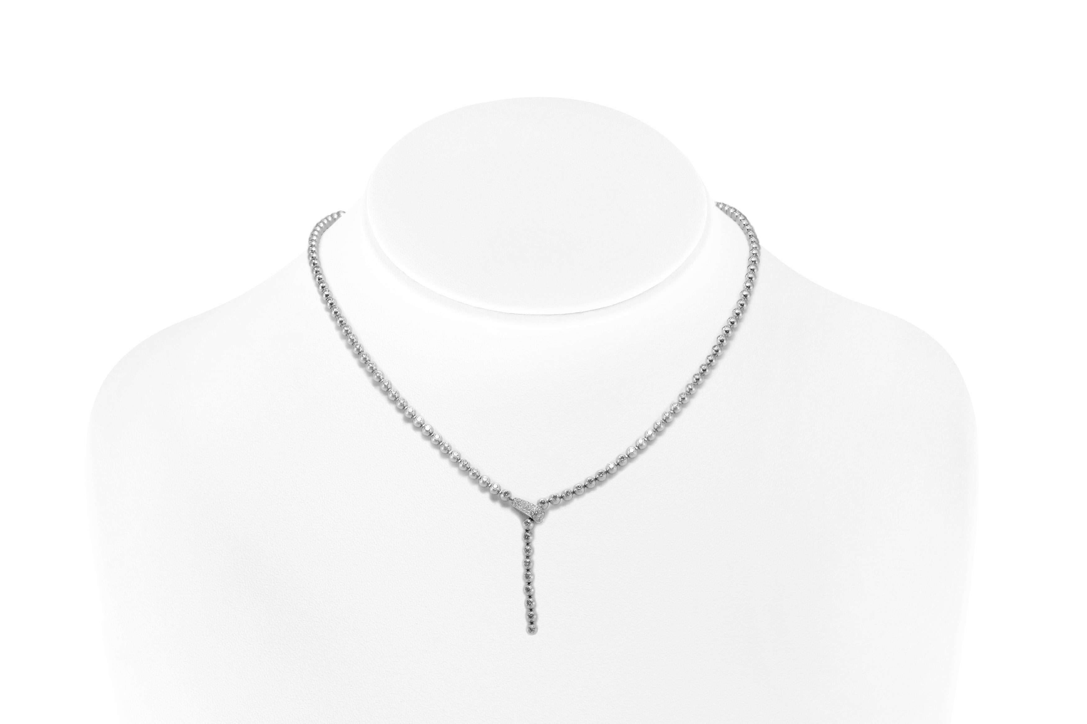 Cartier necklace is finely crafted in 18K white gold with diamonds weighing approximately 6.80 carat.
Necklace comes with box.