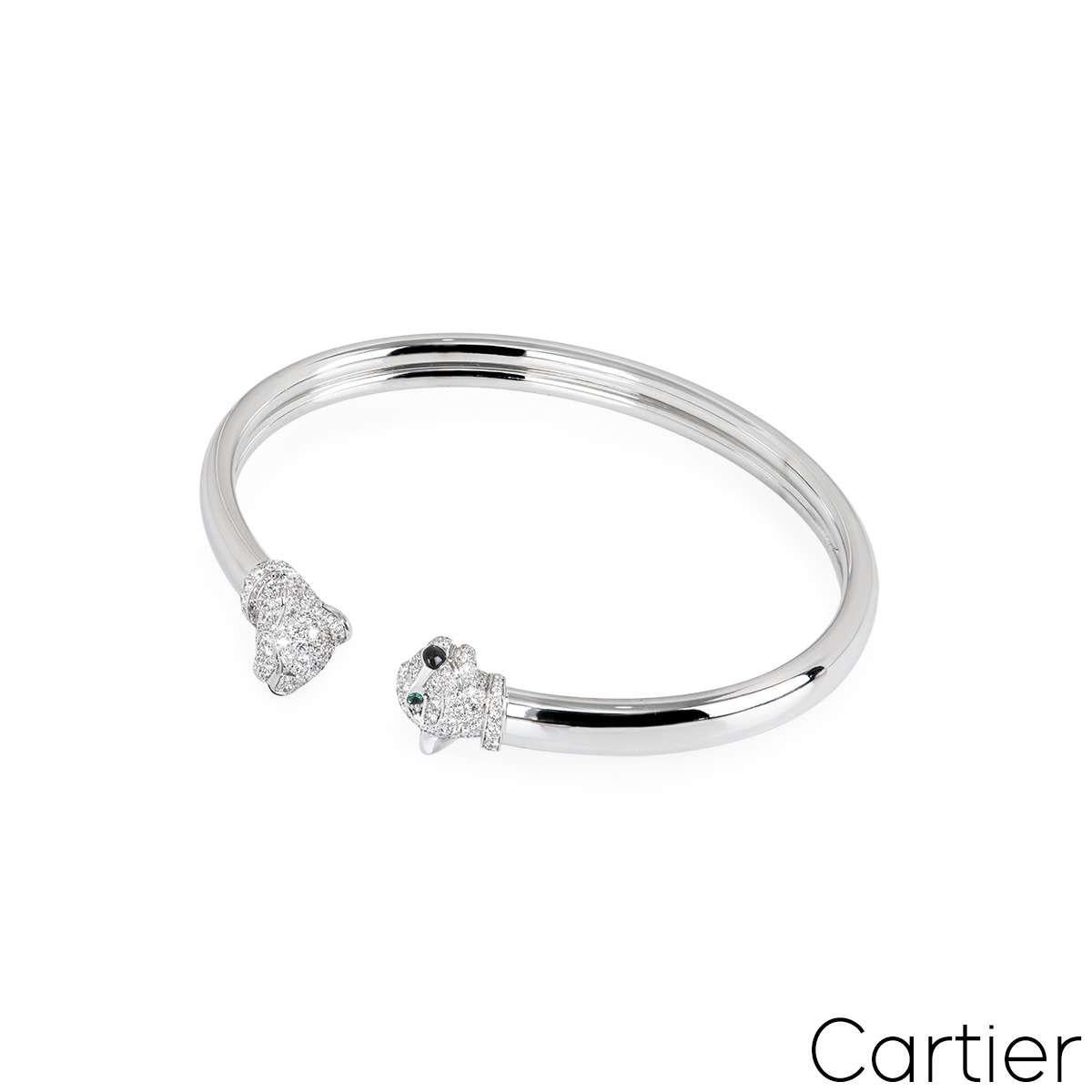 Brilliant Cut Cartier White Gold Panthère de Cartier Bracelet Size 19 N6706219