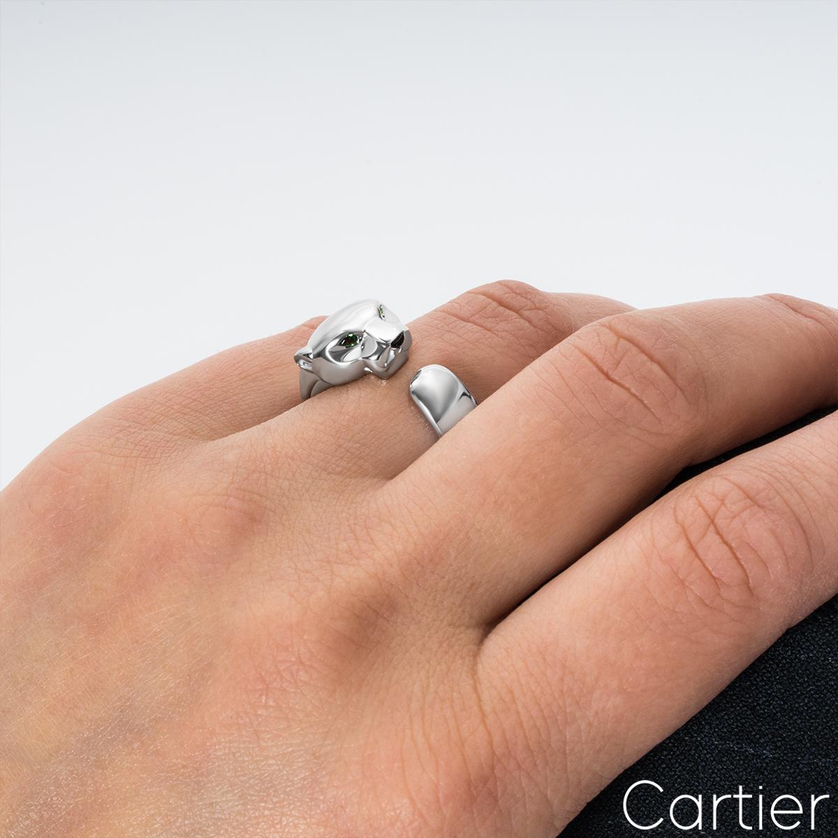 Pear Cut Cartier White Gold Panthere De Cartier Ring B4099500 For Sale