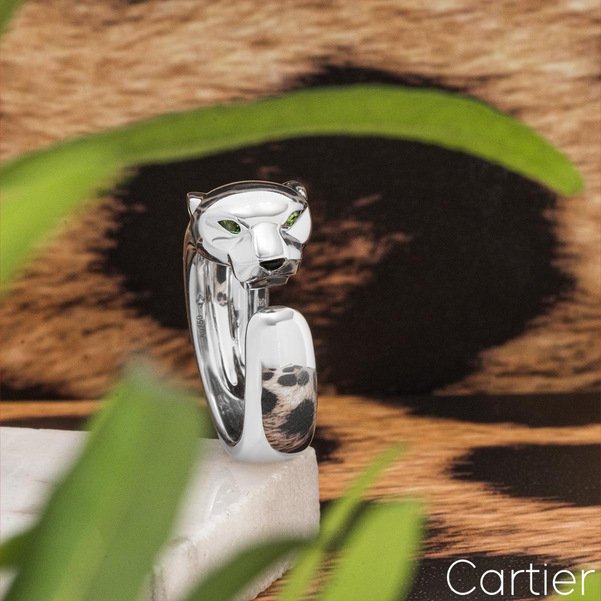 Women's or Men's Cartier White Gold Panthere De Cartier Ring B4099500 For Sale