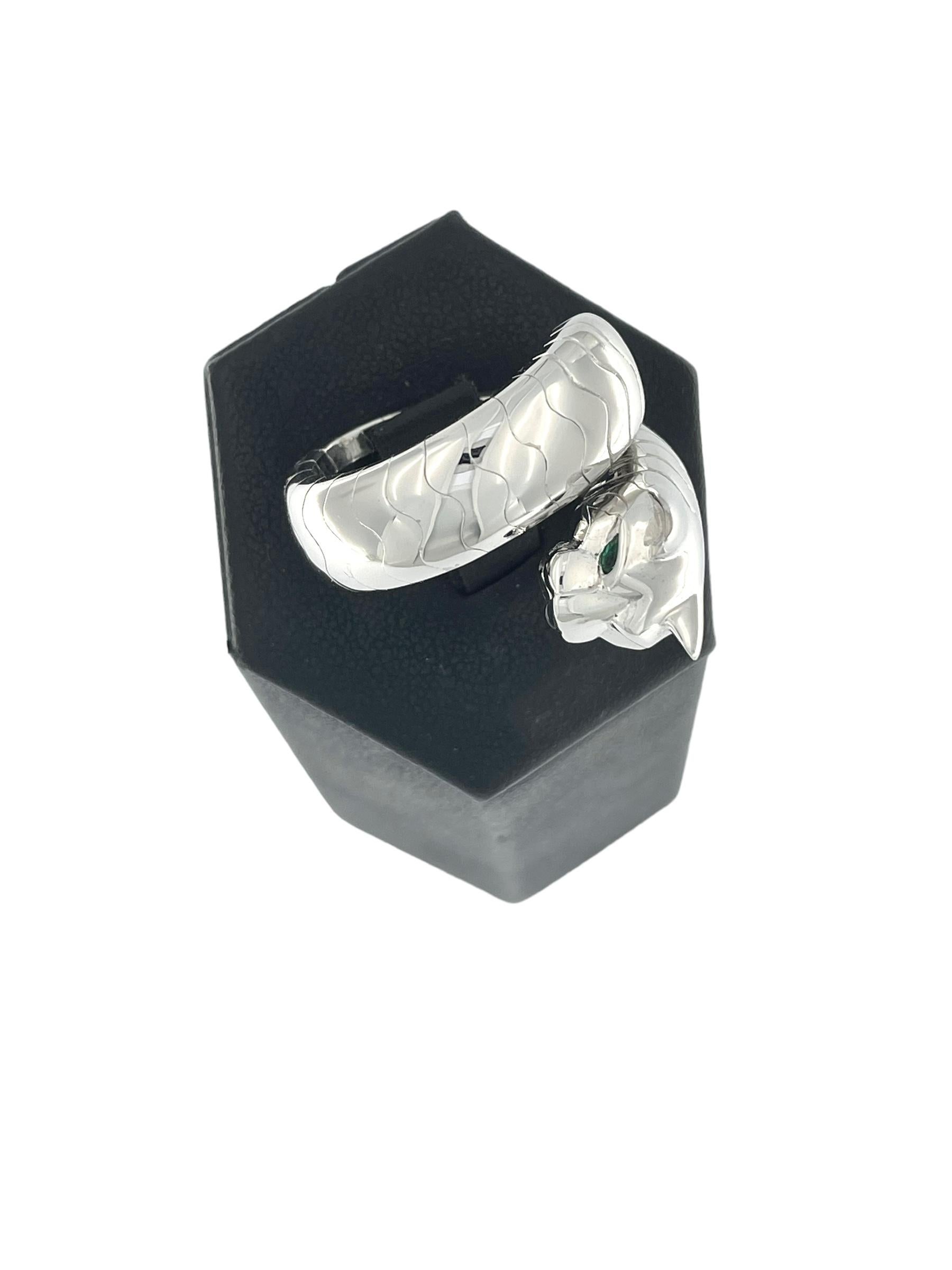 Cartier White Gold Panthere Lakarda Ring Emeralds and Onyx For Sale 2
