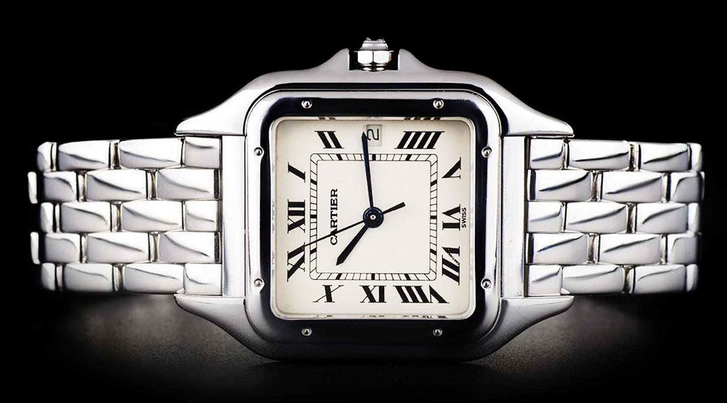 Men's Cartier White Gold Panthere Large Quartz Wristwatch