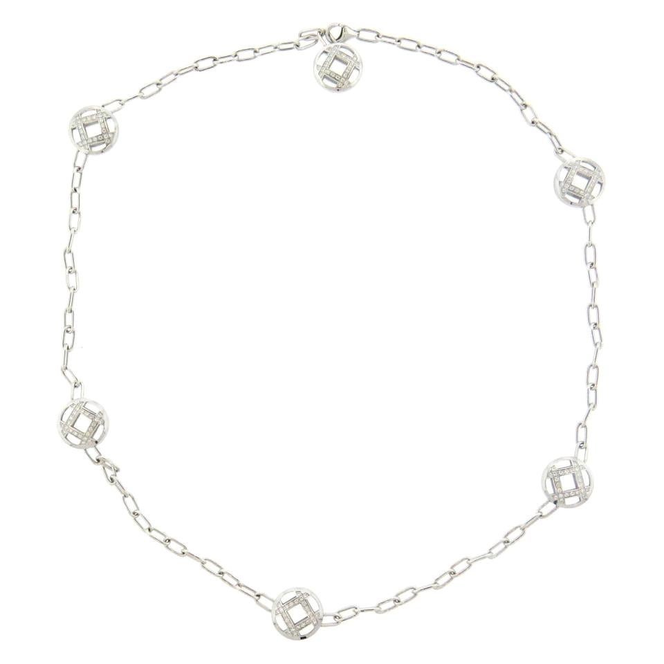 Cartier White Gold Pasha Spartacus Diamond Six Station Necklace at 1stDibs