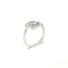 Cartier White Gold Pave Diamond Amulette De Cartier Size 53 Ring 0.45ct TDW