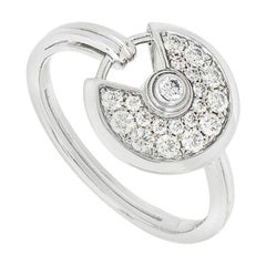 Cartier White Gold Pave Diamond Amulette De Cartier Size 53 Ring 0.45ct TDW