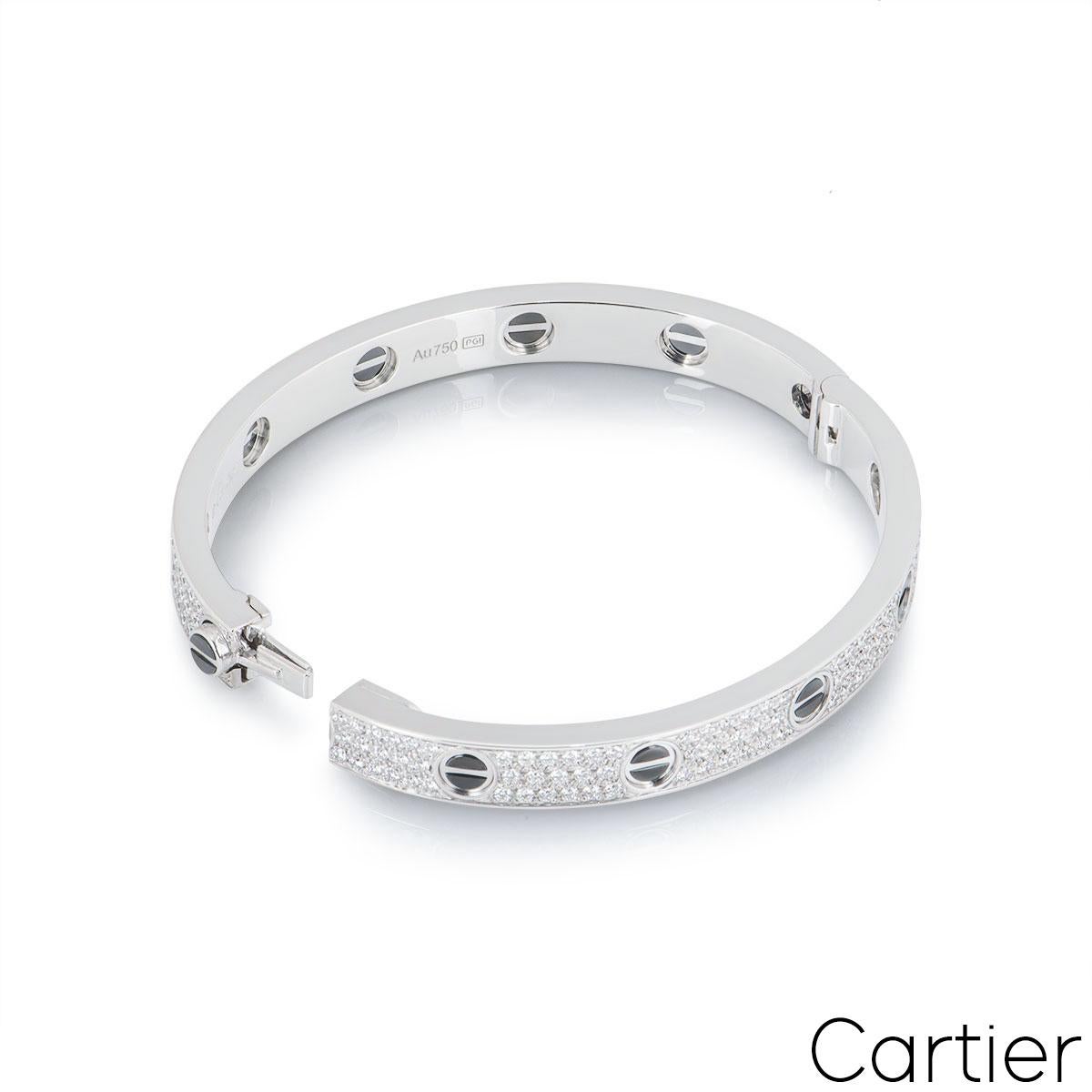 Cartier Bracelet d'amour en or blanc pavé de diamants et céramique, taille 16  Excellent état à London, GB