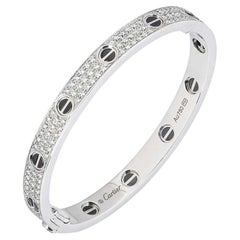 Cartier Bracelet d'amour en or blanc pavé de diamants et céramique Taille 16 N6032416