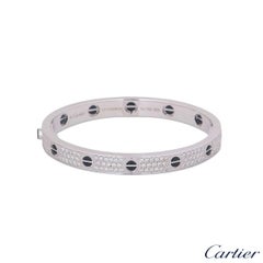 Cartier White Gold Pave Diamond and Ceramic Love Bracelet